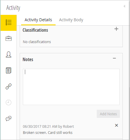 add a note to the activity