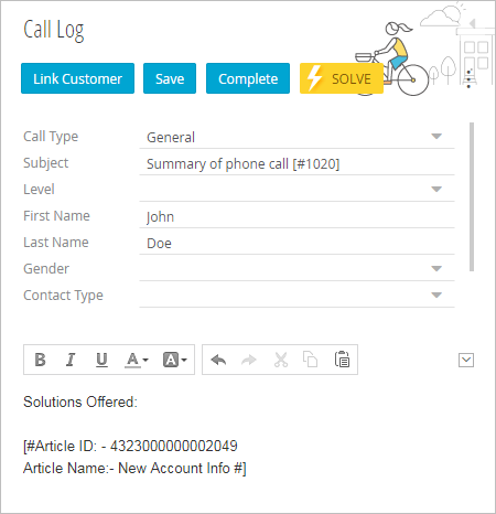 log the details of the call