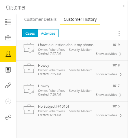 view the customer history