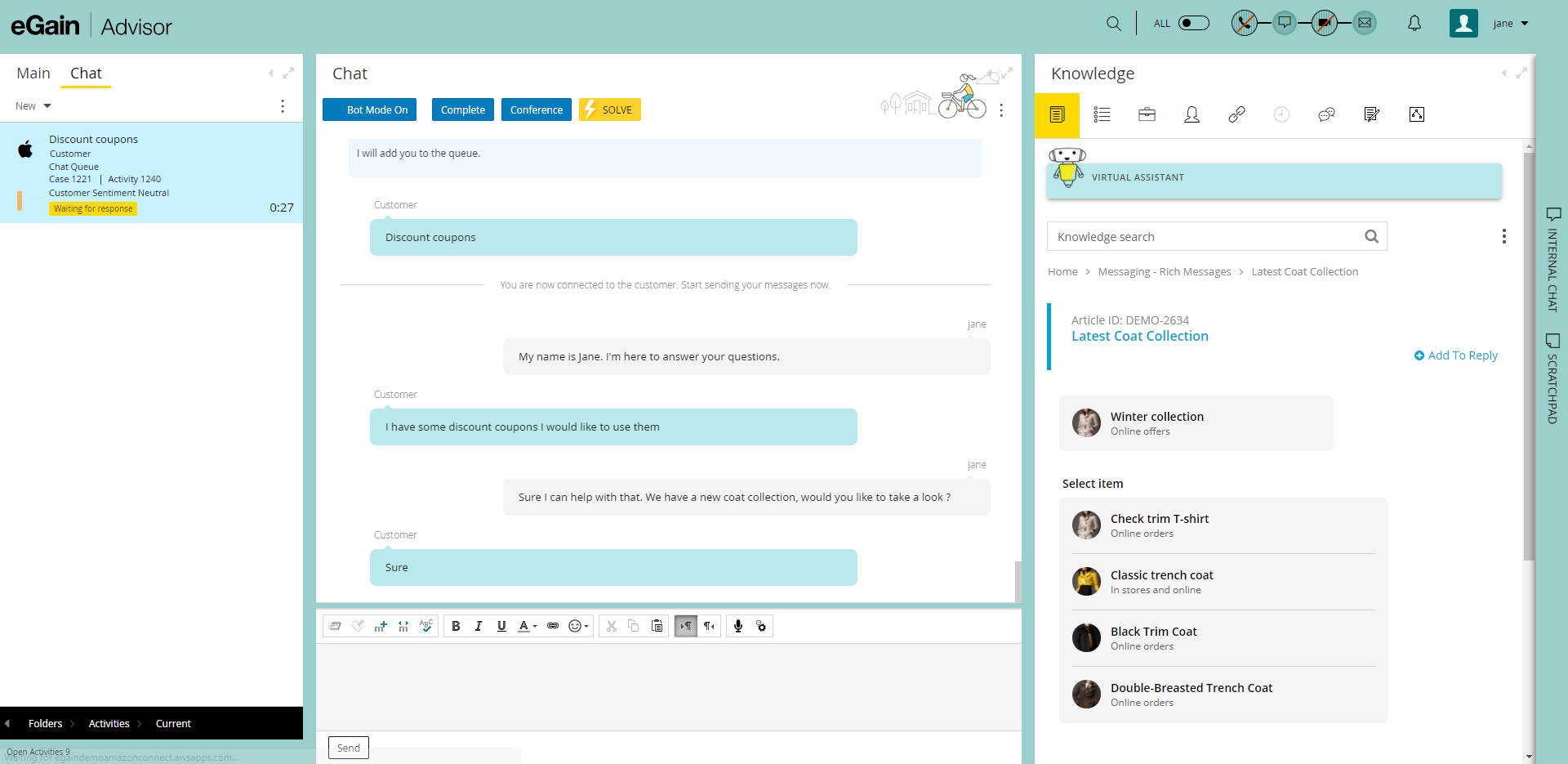 rich message articles in solve