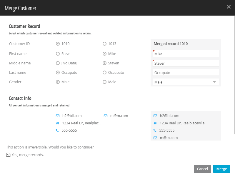 merge customer
