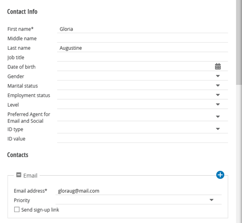 create contact details